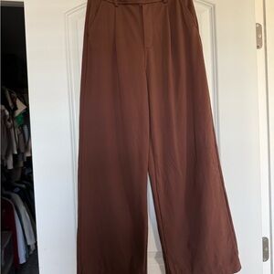 Halara Wide Leg High-Rise Stretchy Trouser Pants in Rich Brown